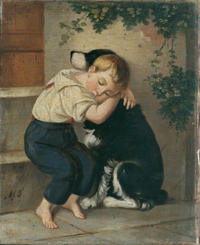 Boy with Dog by Maria Theresia